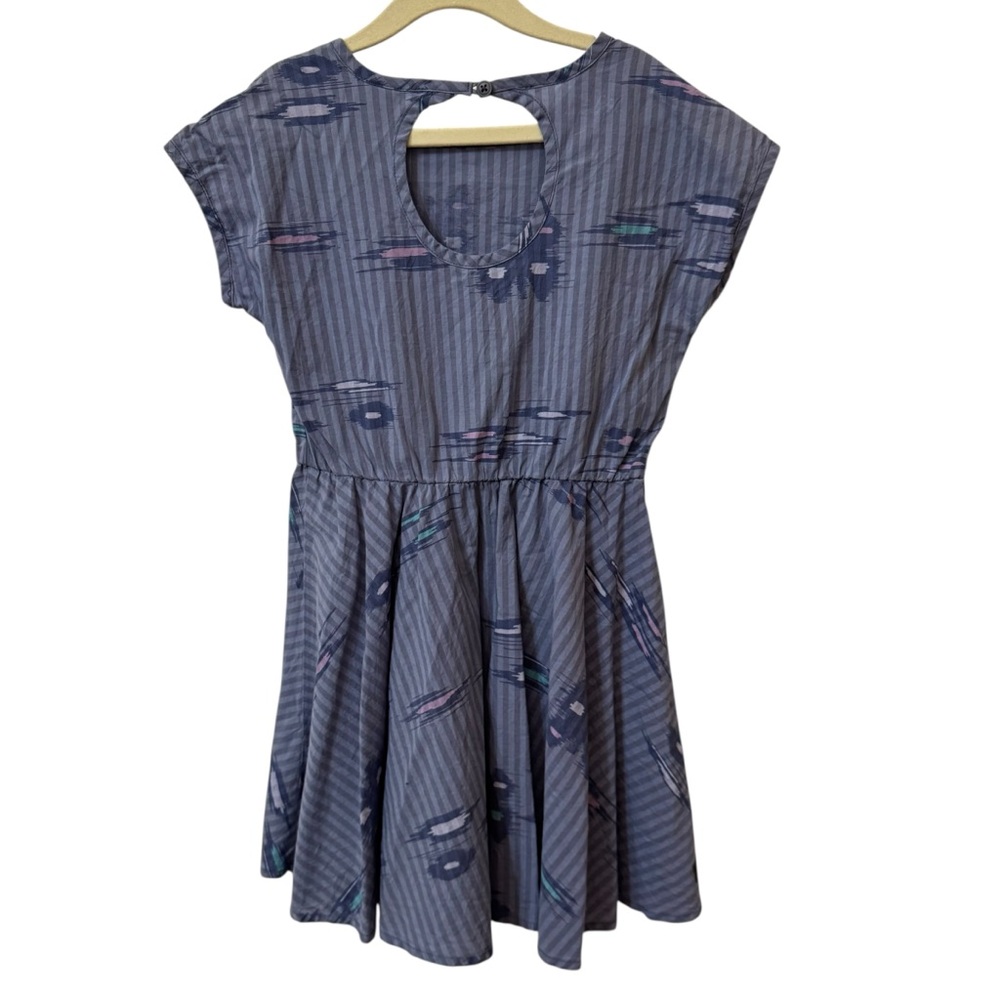 100% Cotton Tea Collection Butterfly IKAT Striped Keyhold Elastic Wais Dress 6 - Picture 2 of 4